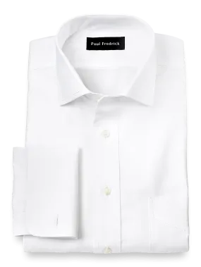 Impeccable Non-Iron Cotton Pinpoint Spread Collar French Cuff Dress Shirt - White