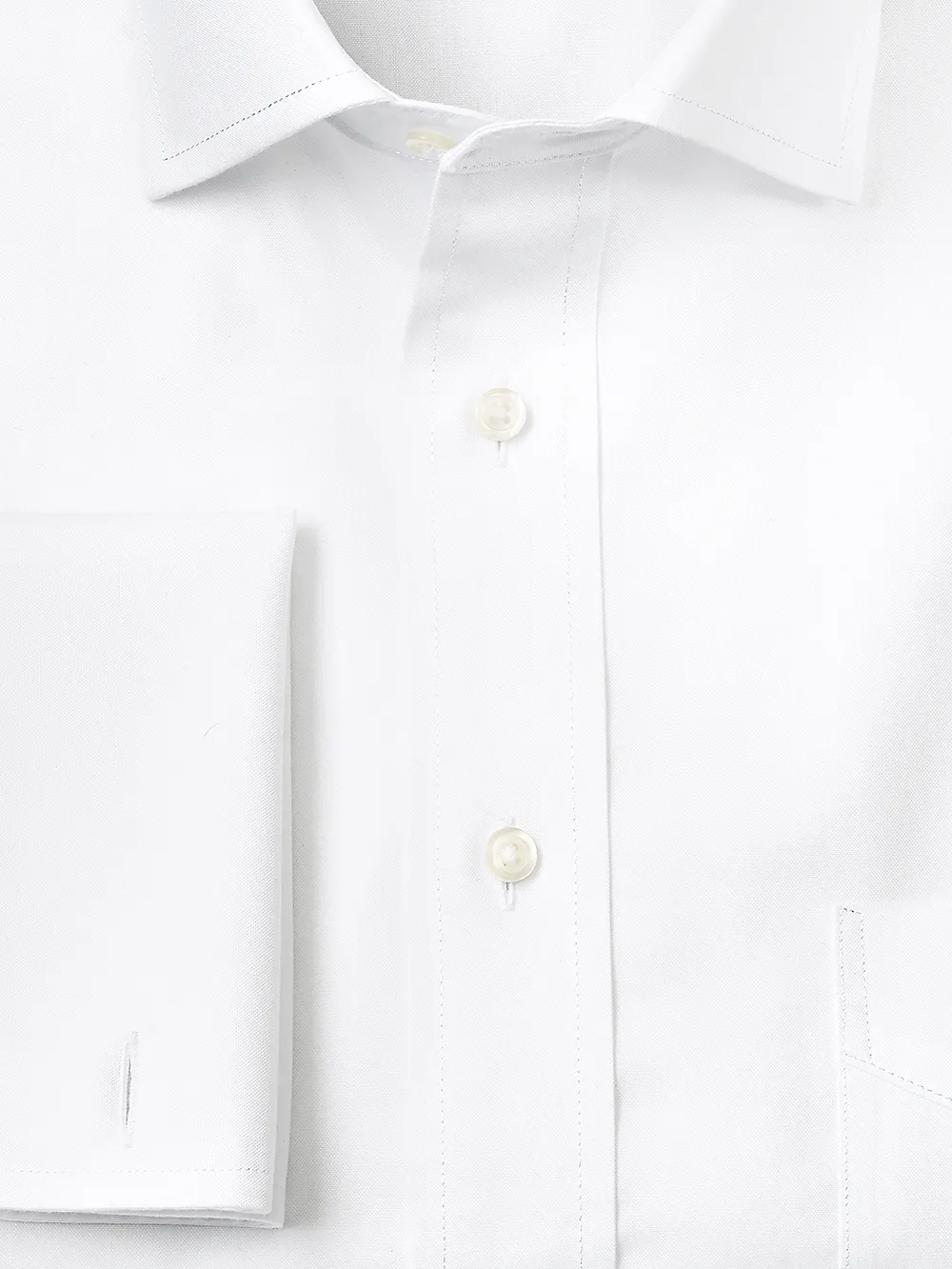 Impeccable Non-Iron Cotton Pinpoint Spread Collar French Cuff Dress Shirt - White