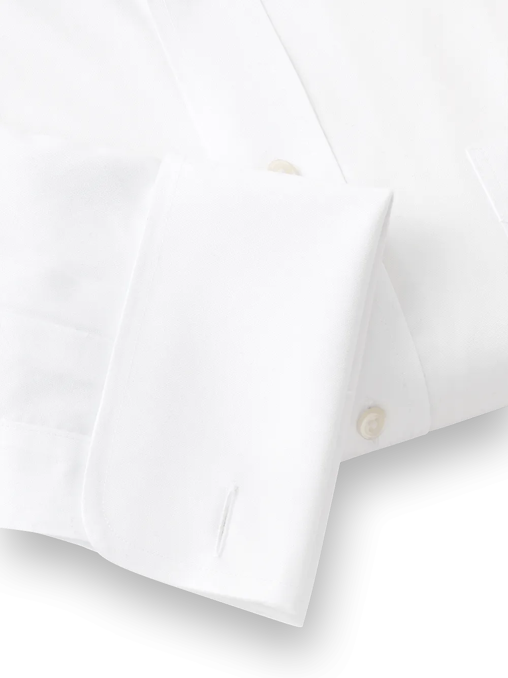 Impeccable Non-Iron Cotton Pinpoint Spread Collar French Cuff Dress Shirt - White