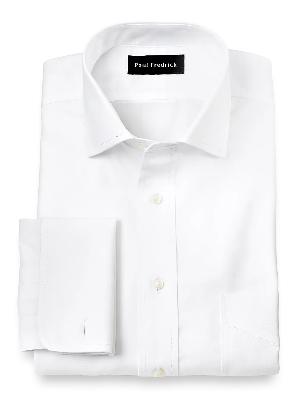 Impeccable Non-Iron Cotton Pinpoint Spread Collar French Cuff Dress Shirt - White