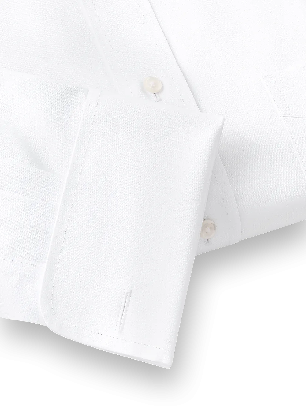 Impeccable Non-Iron Cotton Pinpoint Straight Collar French Cuff Dress Shirt - White