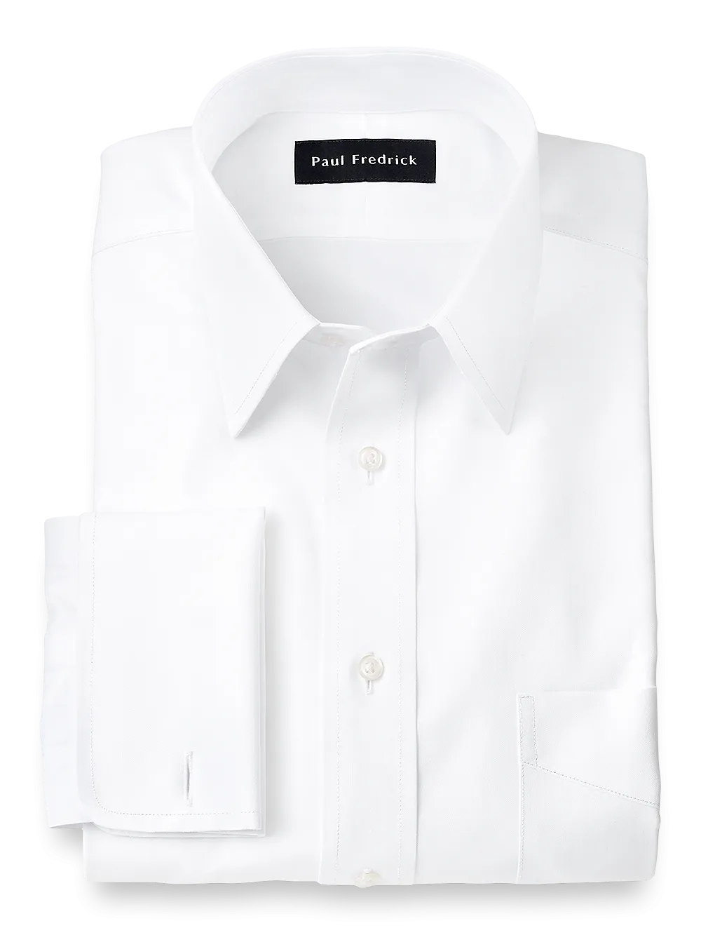 Impeccable Non-Iron Cotton Pinpoint Straight Collar French Cuff Dress Shirt - White