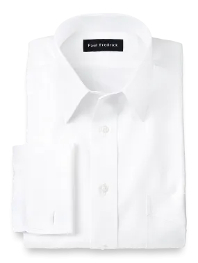 Impeccable Non-Iron Cotton Pinpoint Straight Collar French Cuff Dress Shirt - White