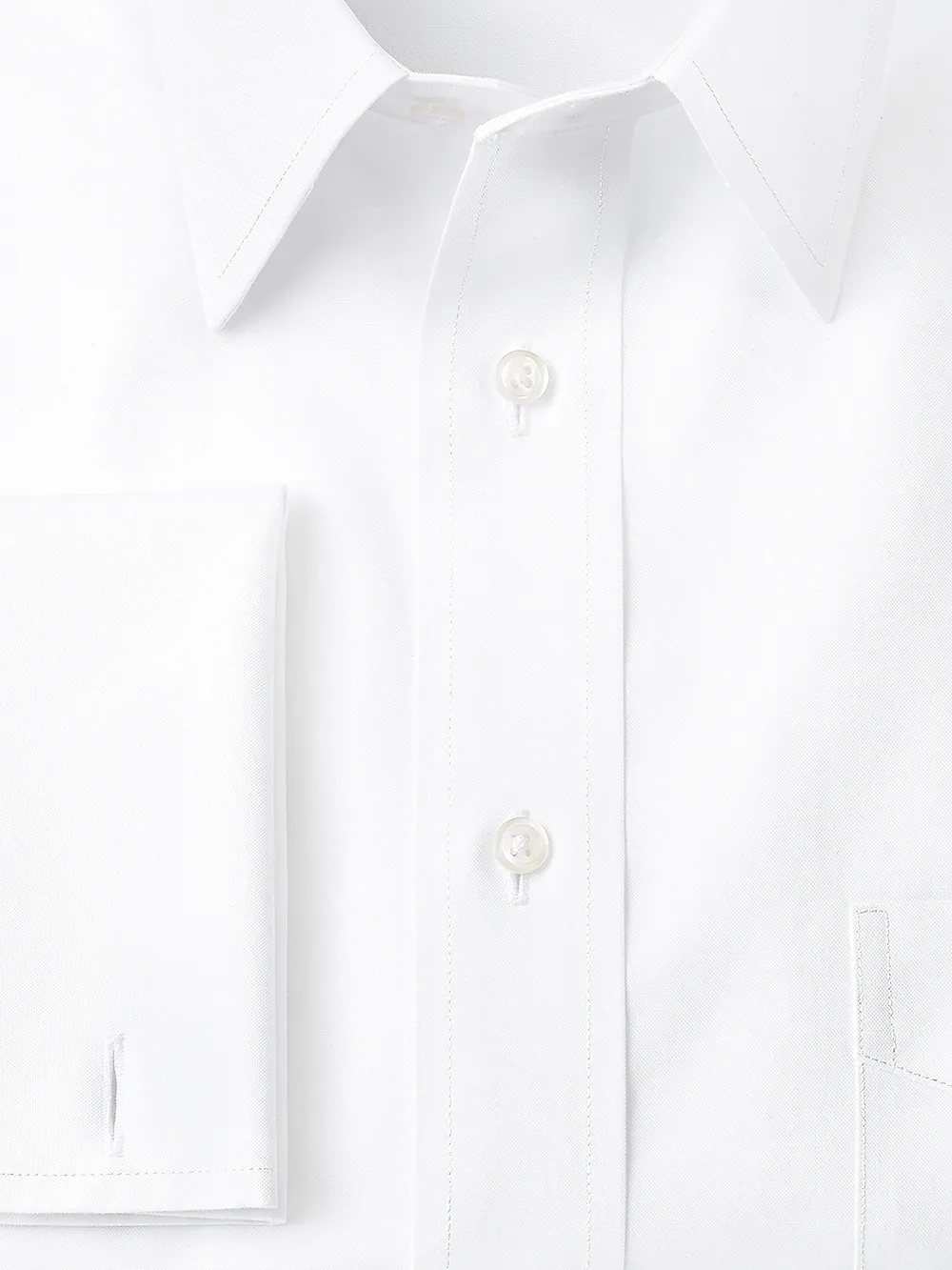 Impeccable Non-Iron Cotton Pinpoint Straight Collar French Cuff Dress Shirt - White