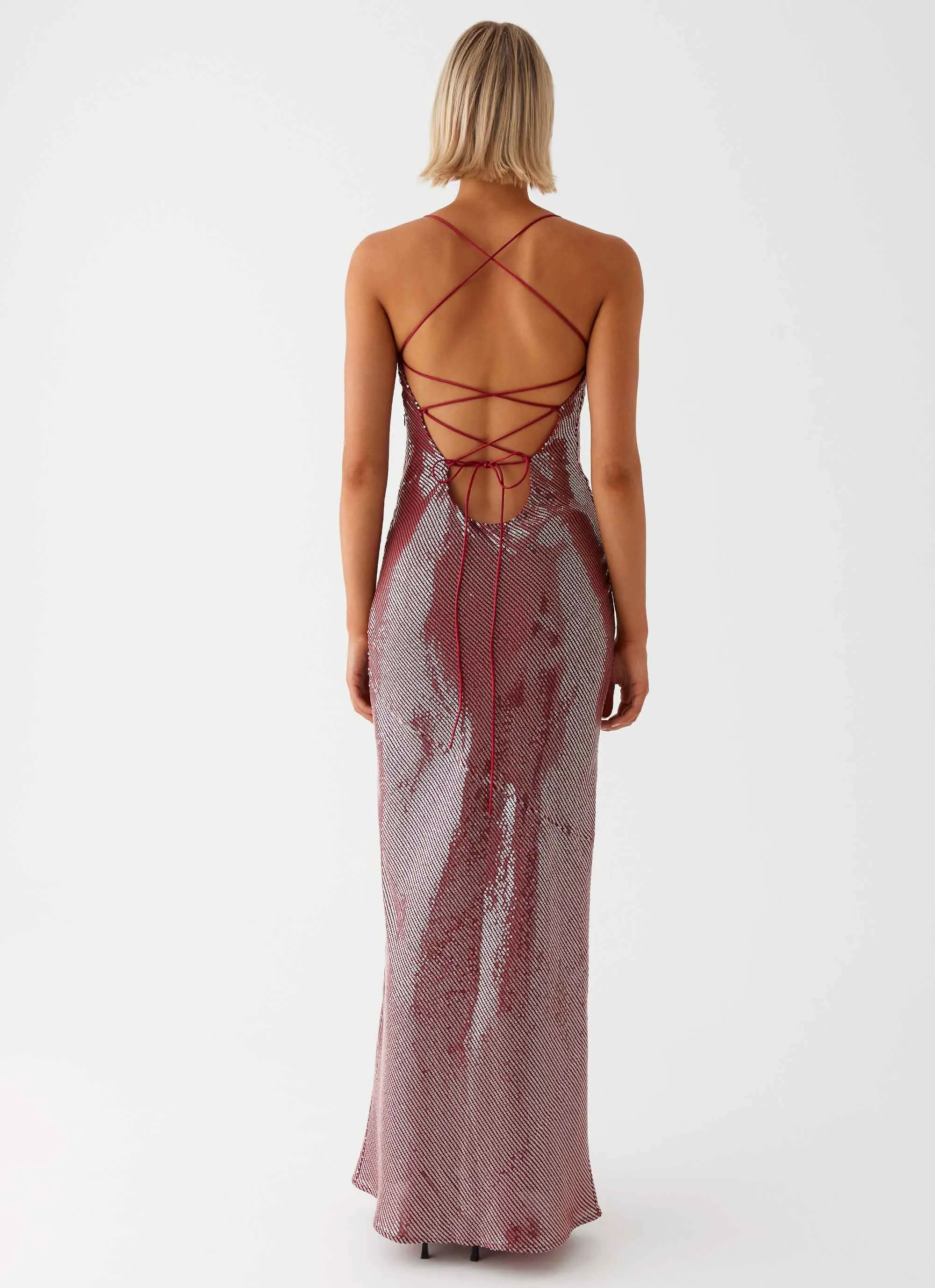 Jada Sequin Maxi Dress - Red