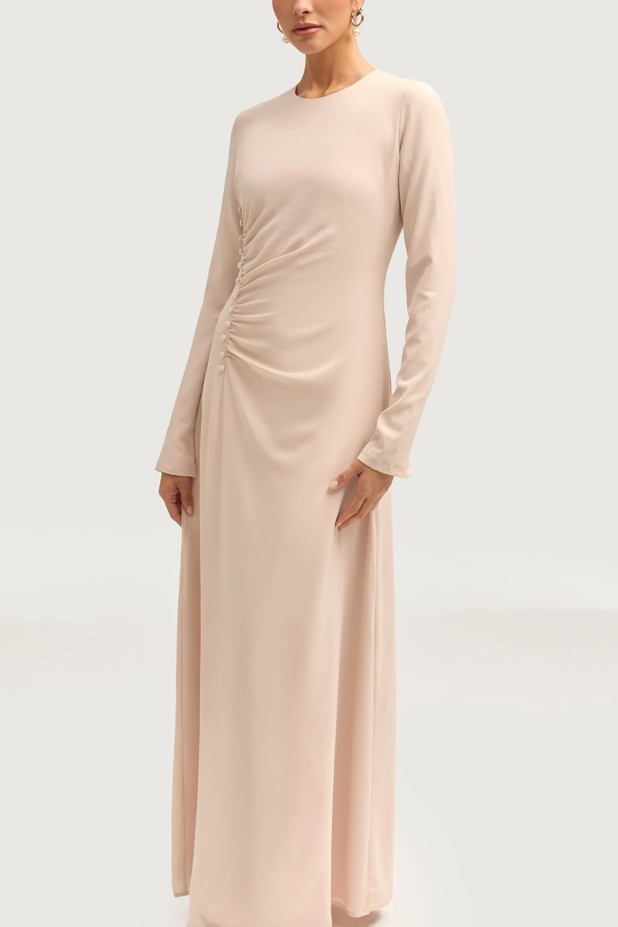 Julia Rouched Maxi Dress - Stone