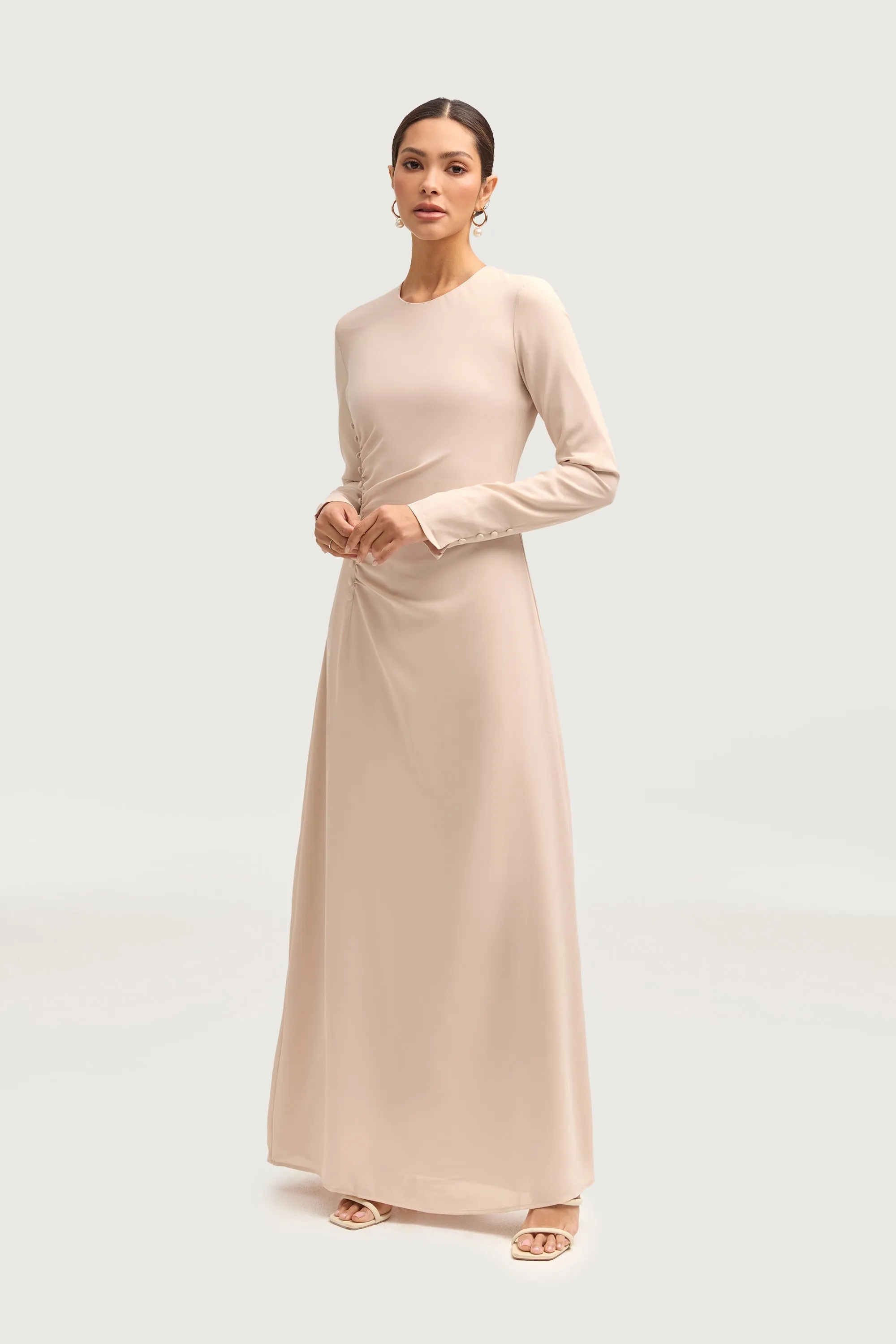 Julia Rouched Maxi Dress - Stone