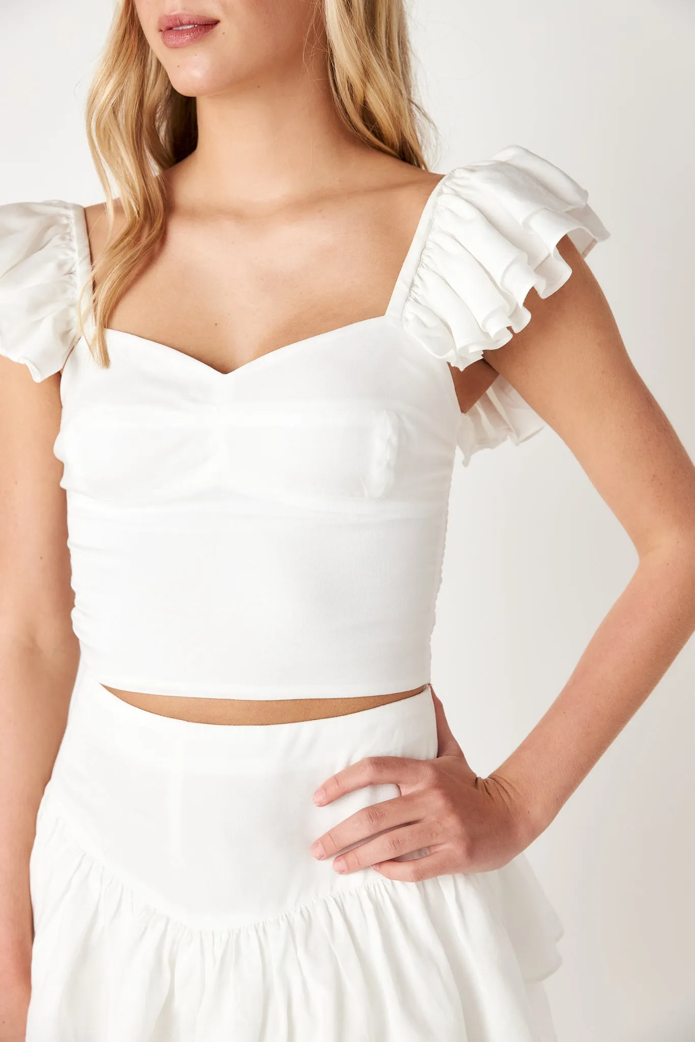 Juliet Ruffle Tank White