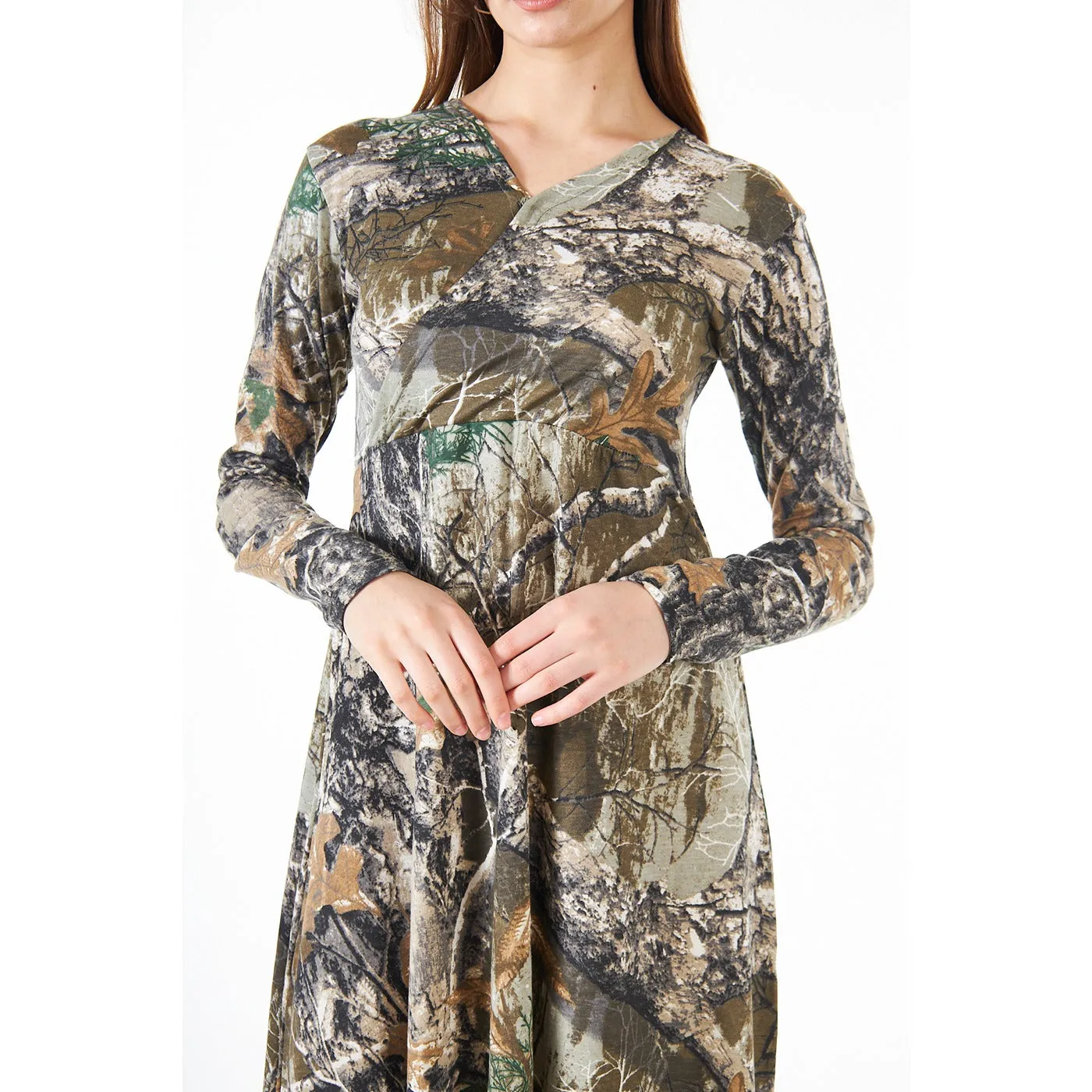 Jungle Double Breasted Printed Long Dress