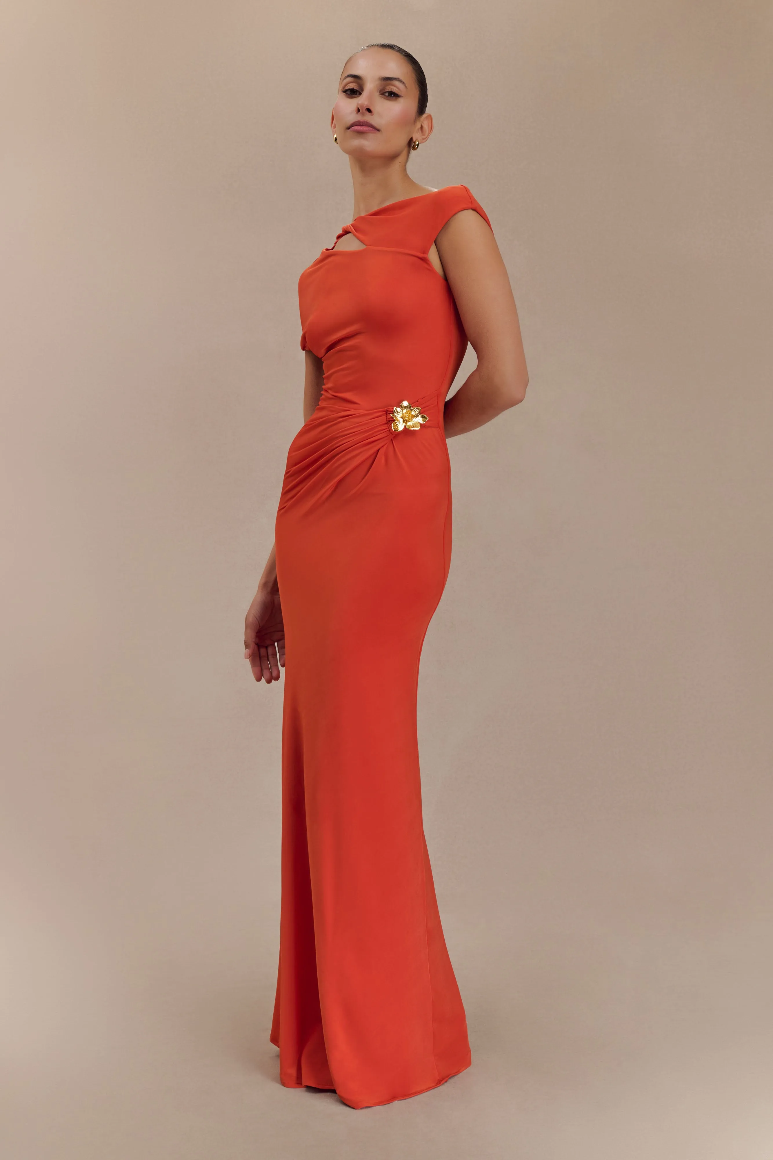 Kaida Slinky Maxi Dress With Hardware - Burnt Orange