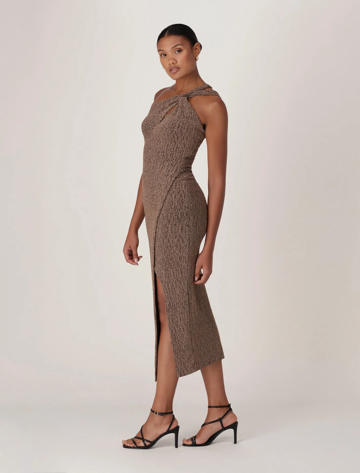 Kairo One Shoulder Glitter Maxi Dress