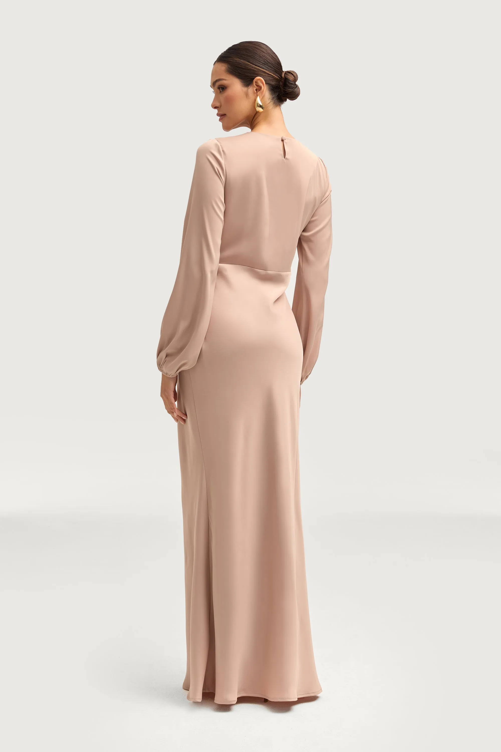 Kamila Satin Maxi Dress - Caffe