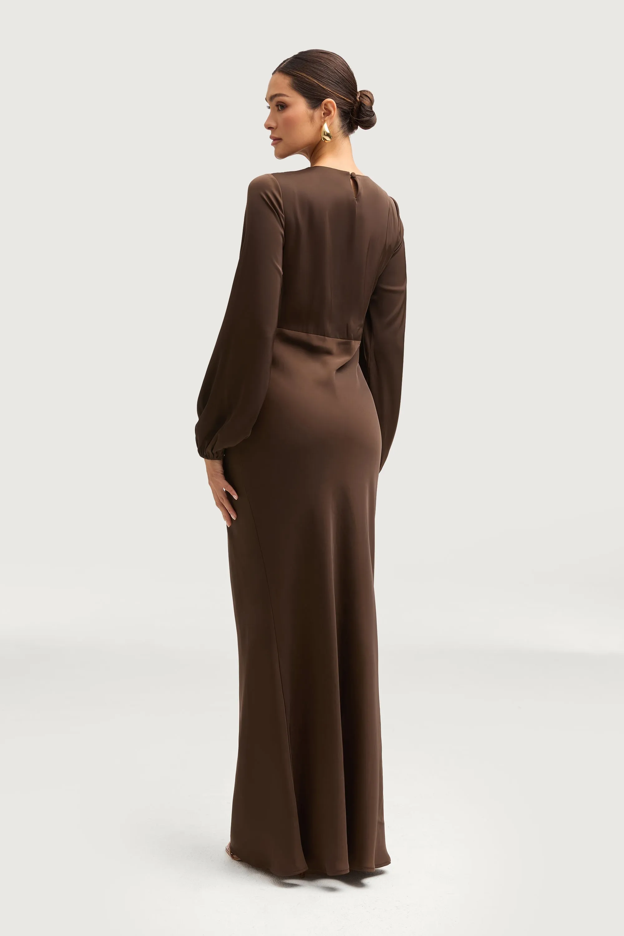 Kamila Satin Maxi Dress - Espresso