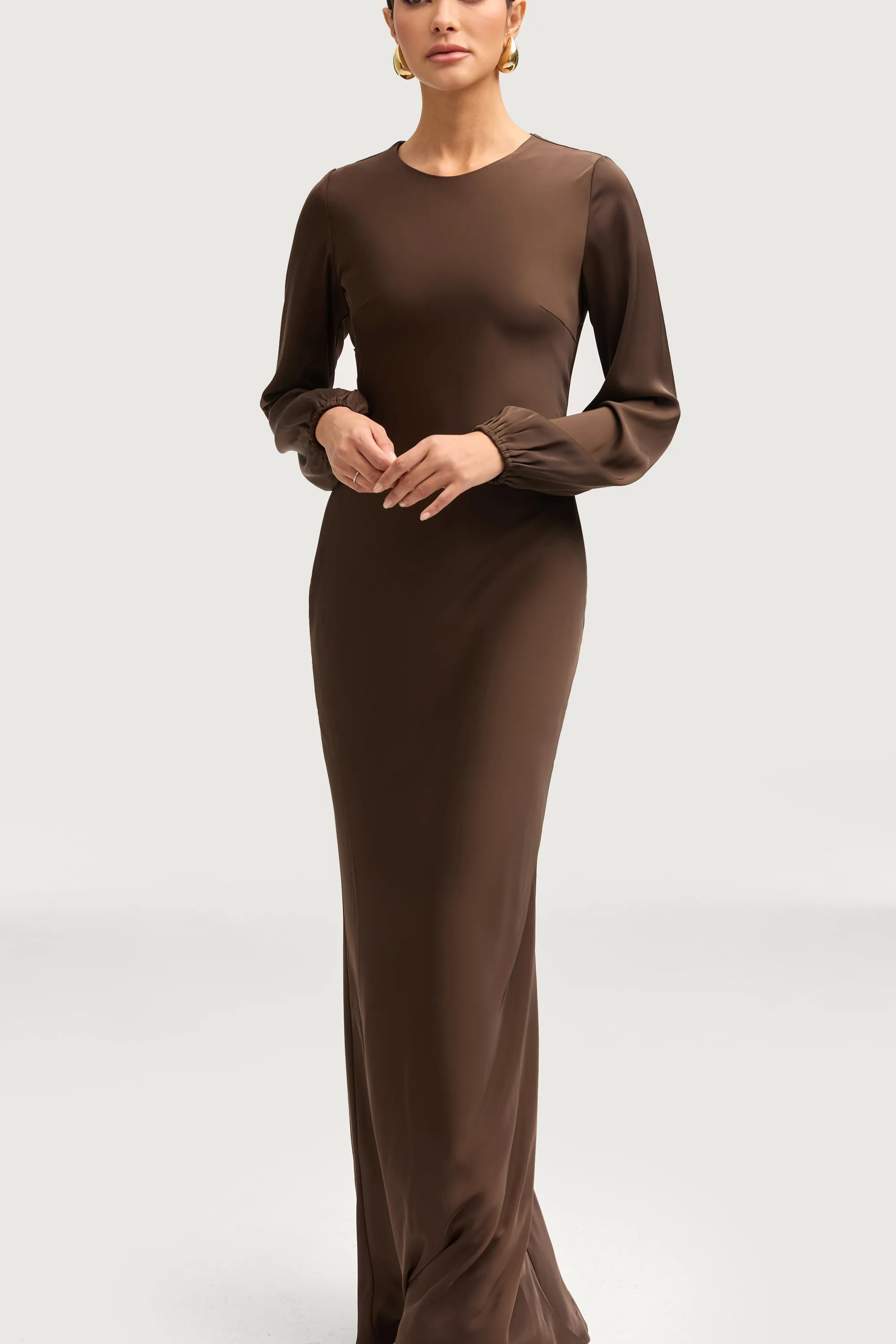 Kamila Satin Maxi Dress - Espresso