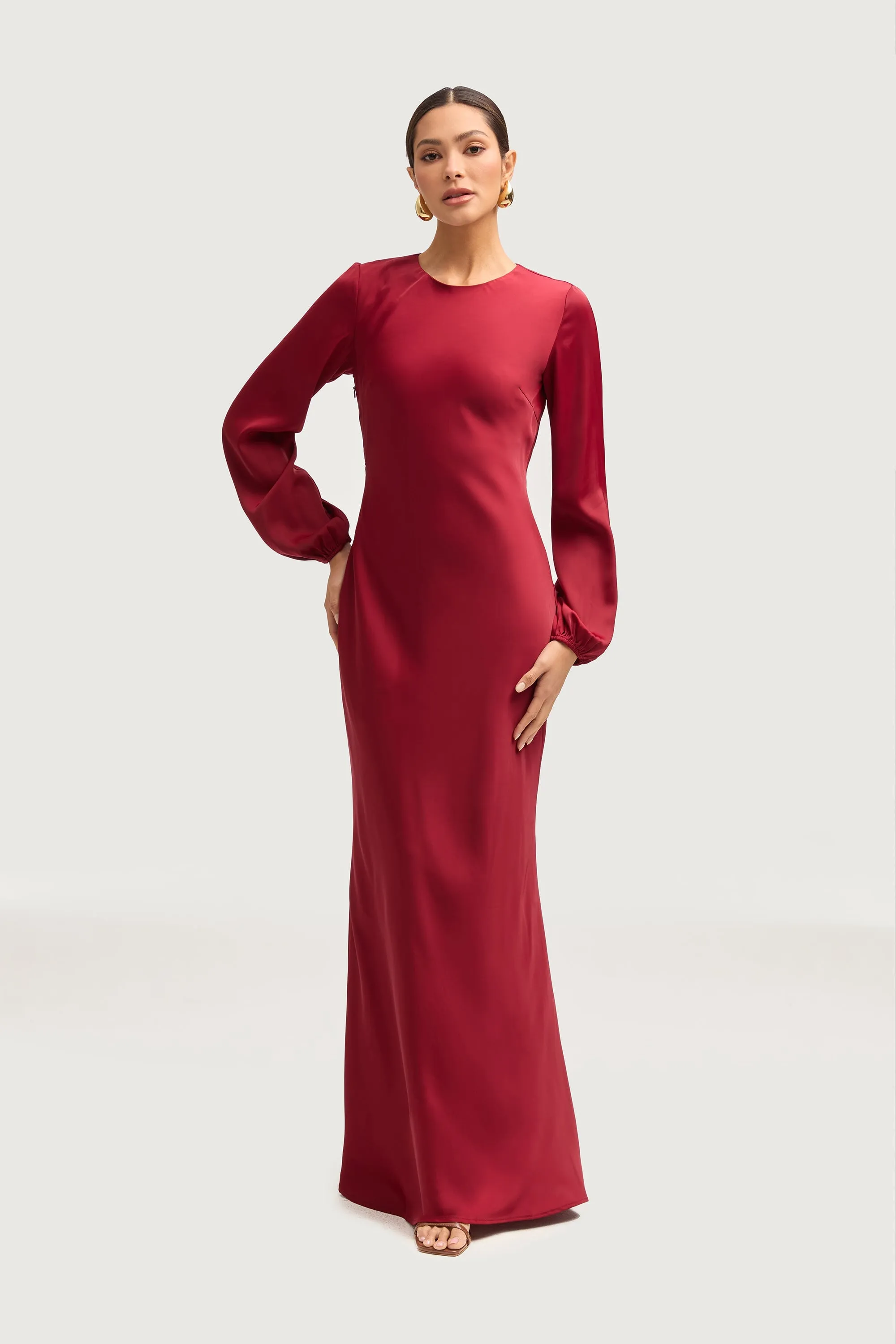 Kamila Satin Maxi Dress - Maroon