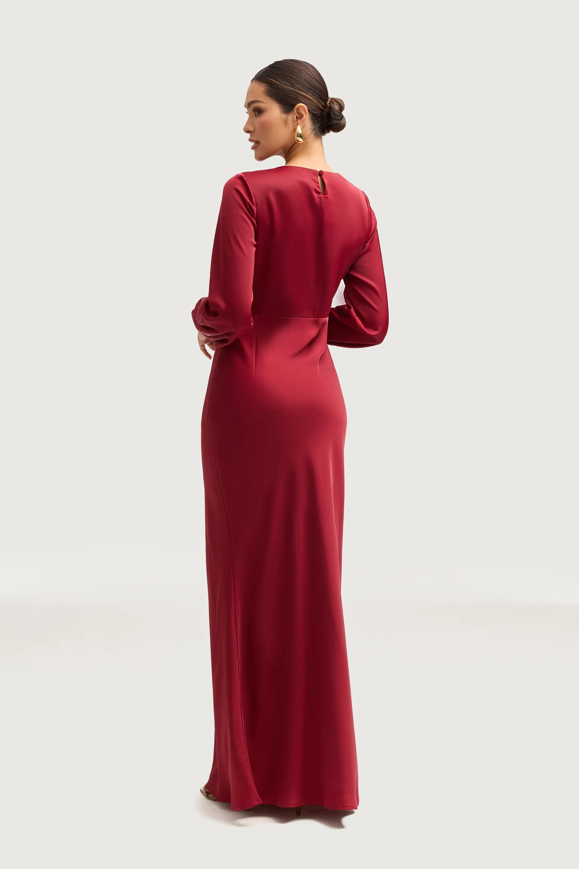 Kamila Satin Maxi Dress - Maroon