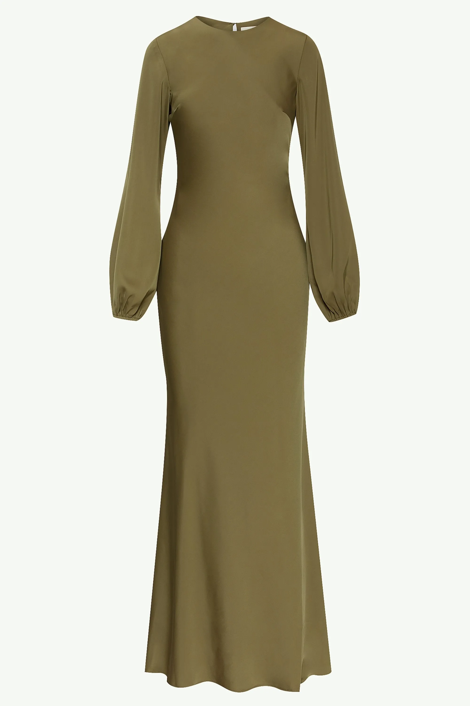 Kamila Satin Maxi Dress - Olive Night