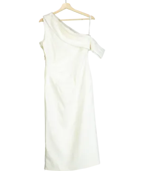 Karen Millen White Tailored One Shoulder Folded Maxi Dress UK 8