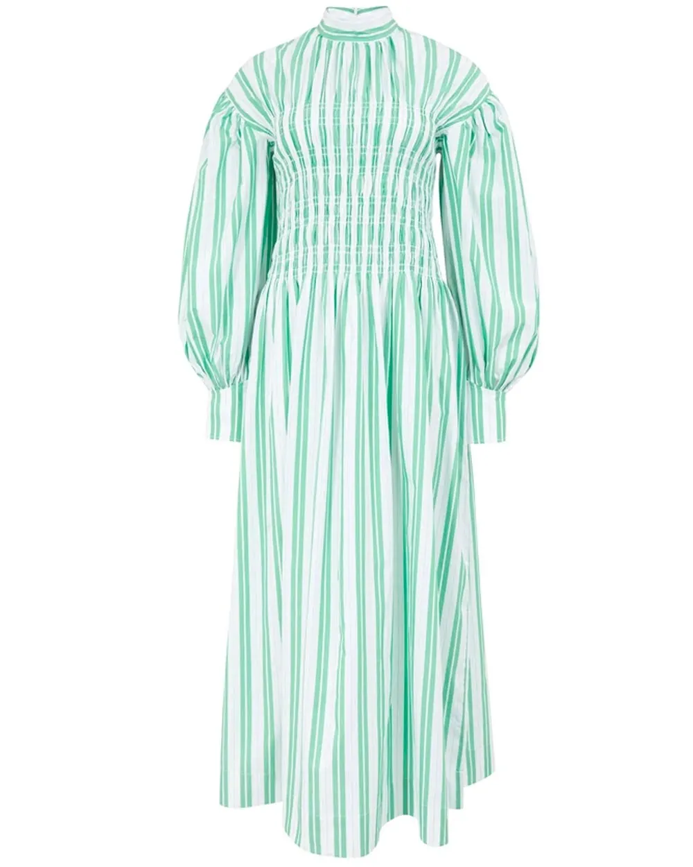 Kelly Green Stripe Cotton Maxi Dress