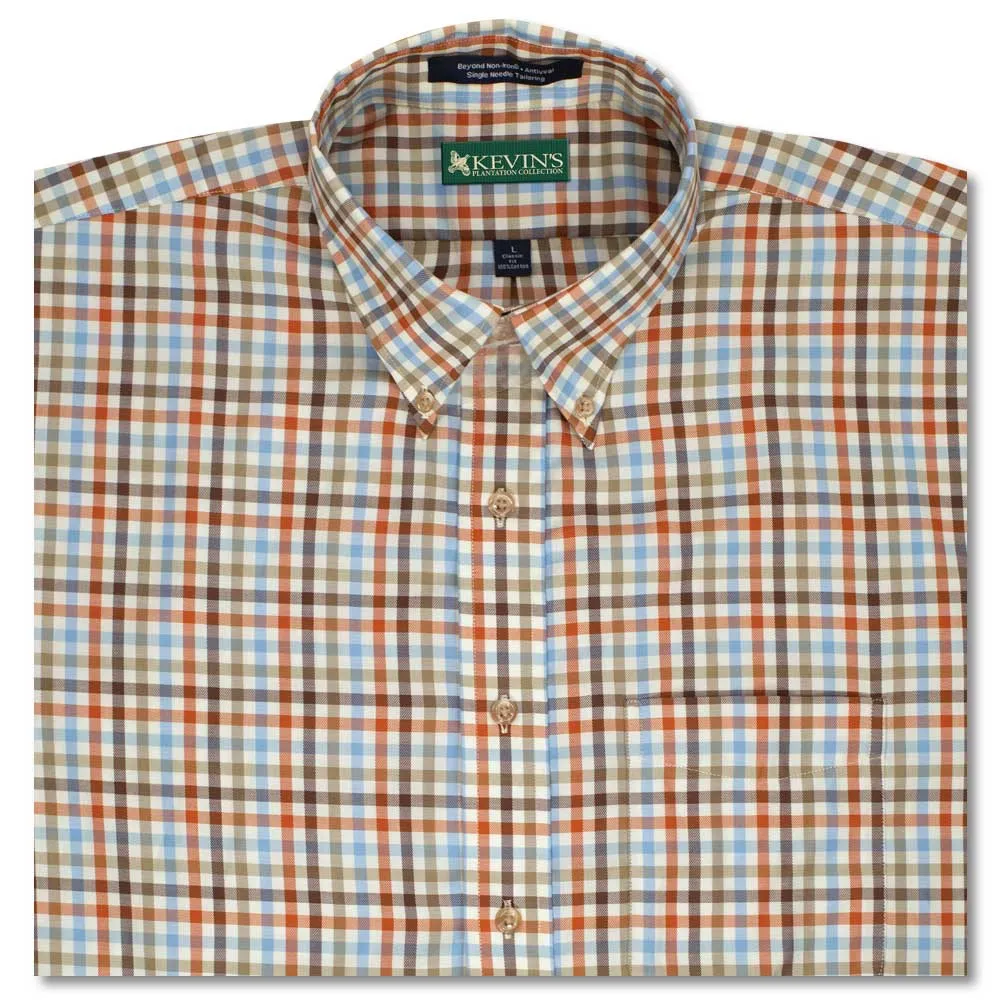 Kevin's Performance Classic Gold Plaid Dress Shirt