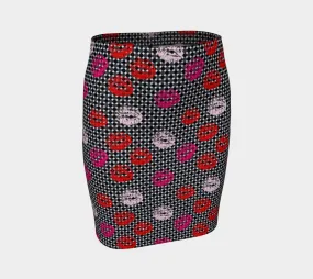 Kisses and Micro Polkadots Fitted Skirt