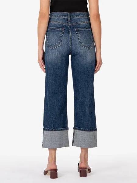 Kut Sienna High Rise Wide Leg Roll Up Jean