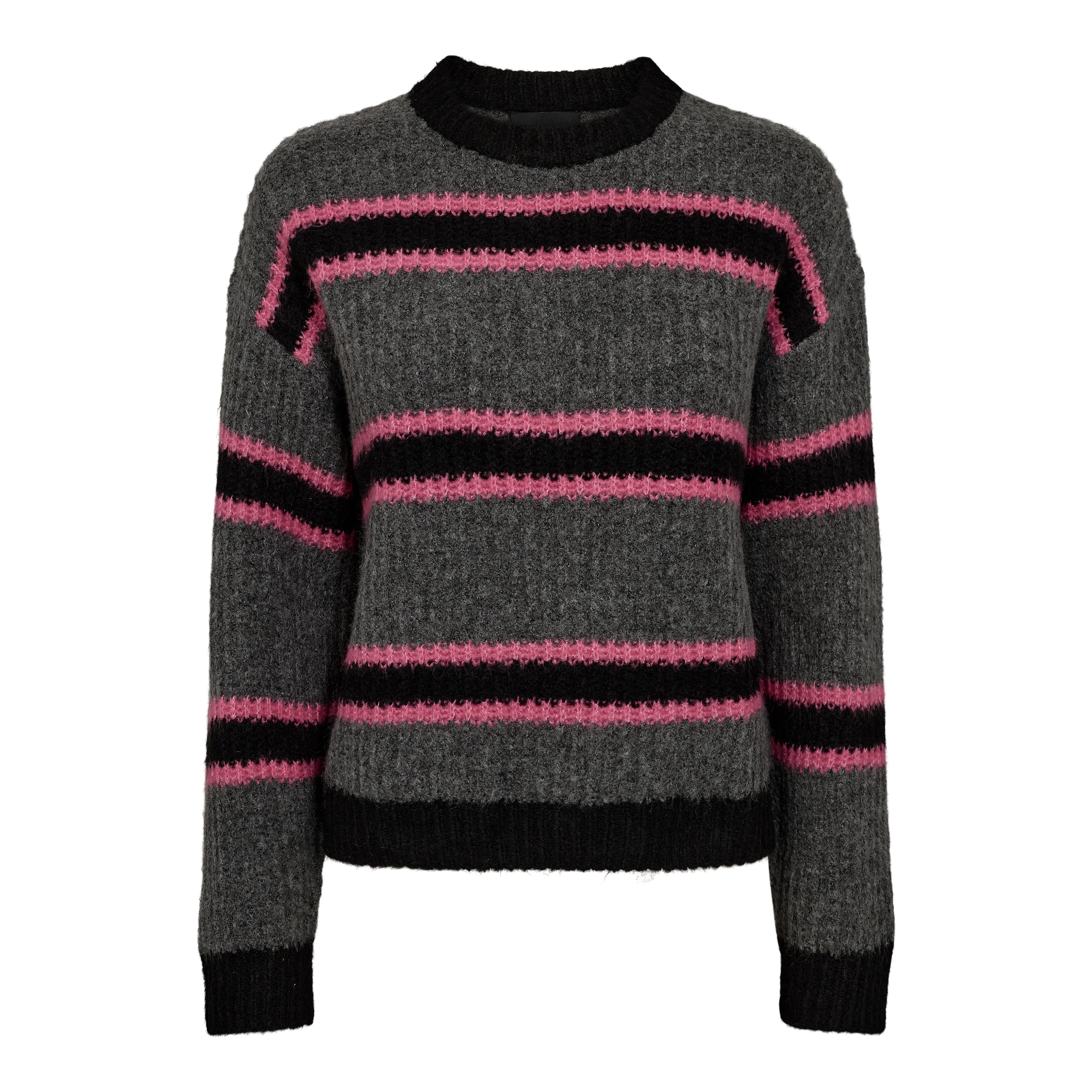 Liberte - Fro-Pullover - Darkgrey Black Pink Stripe