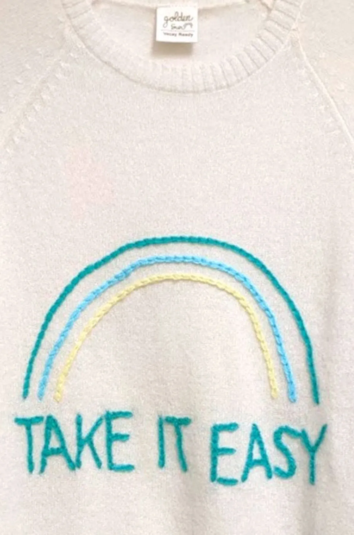 Life is Good | Cashmere Crewneck | Take it Easy Embroidery Sweater