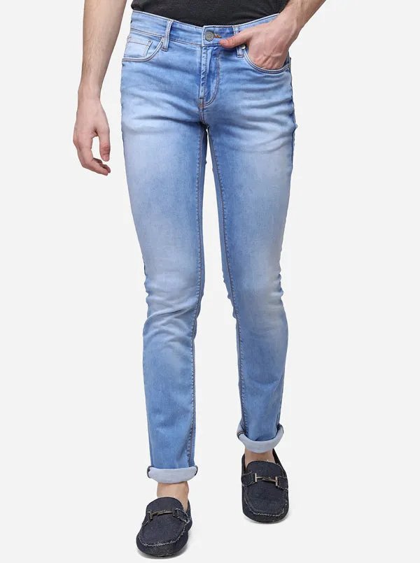 Light Blue Slim Fit Solid Jeans | JadeBlue