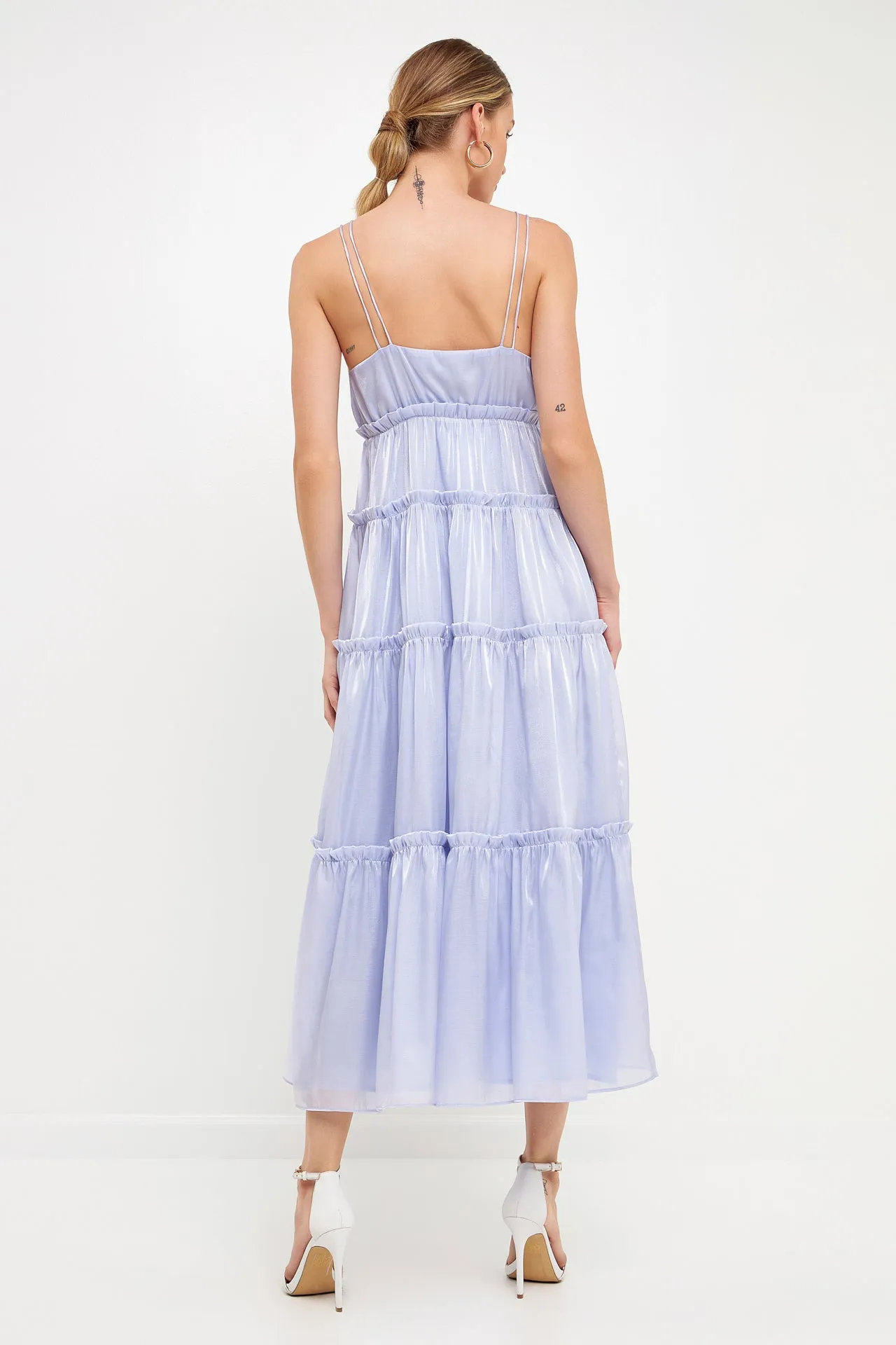 Light Sheen Front Tie Maxi Gown