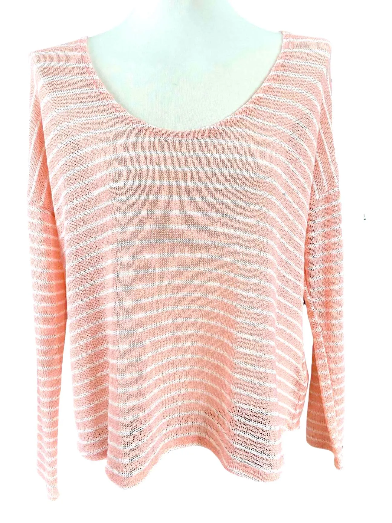 Light Spring Peach Sherbet Striped Sweater