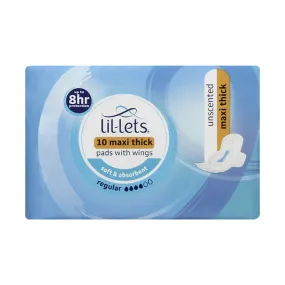 Lil-Lets Maxi Thick Pads Regular Unscented 10