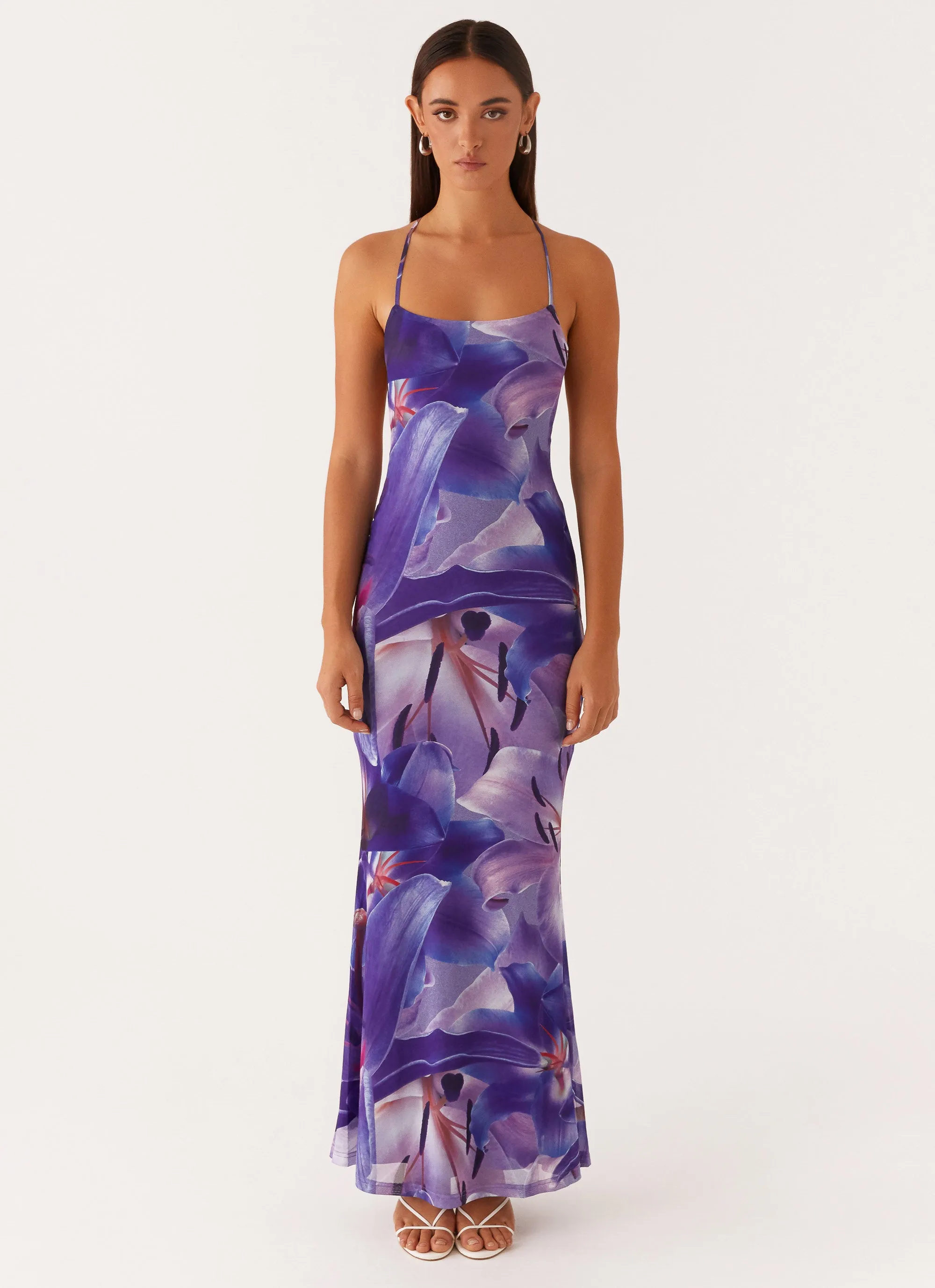 Livia Maxi Dress - Purple White Lilly