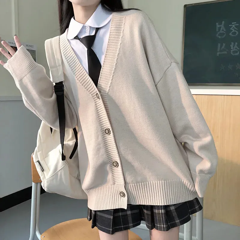 Loose V-Neck Outwear Japanese Style Sweater