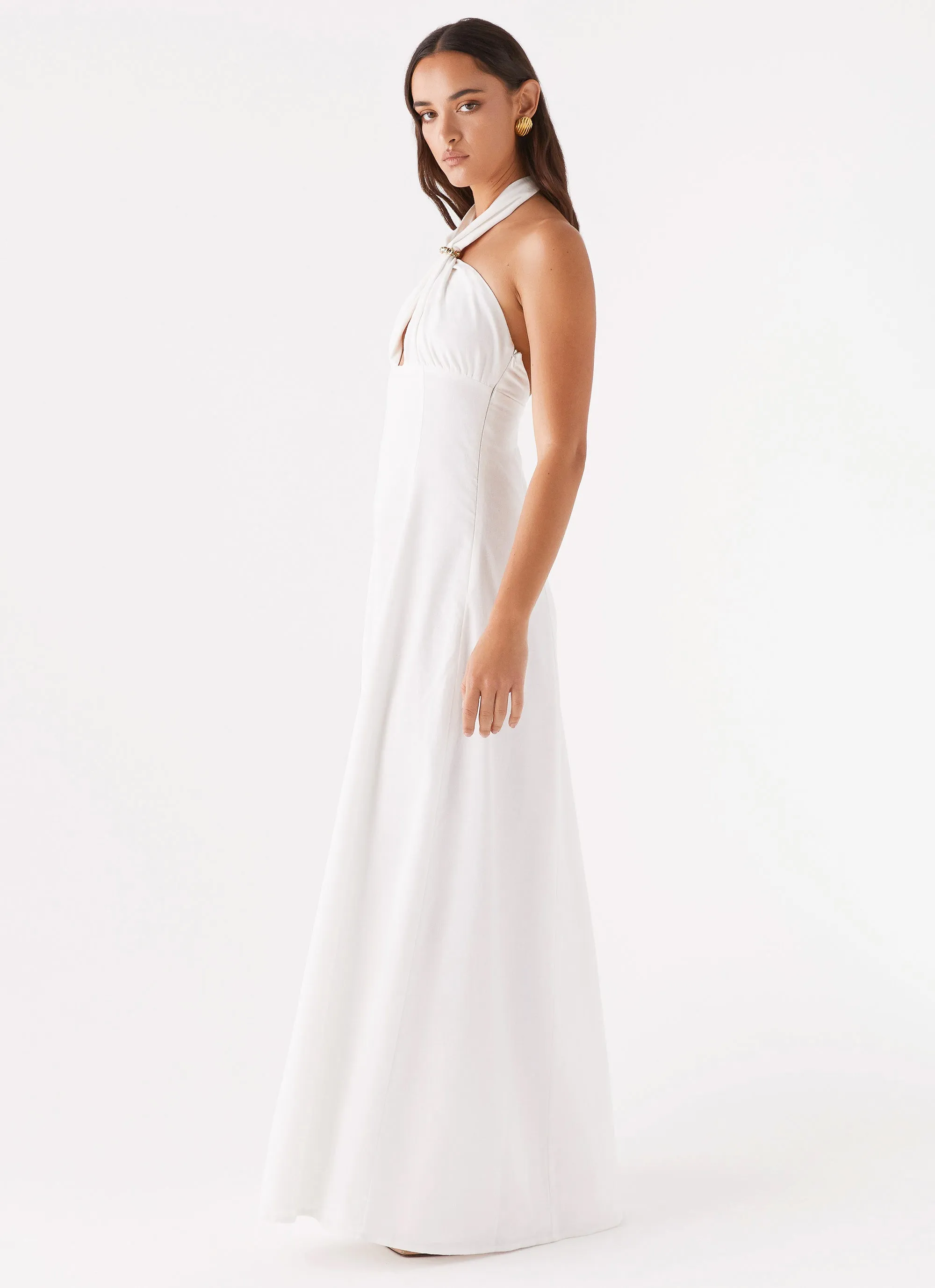 Maison Linen Maxi Dress - White