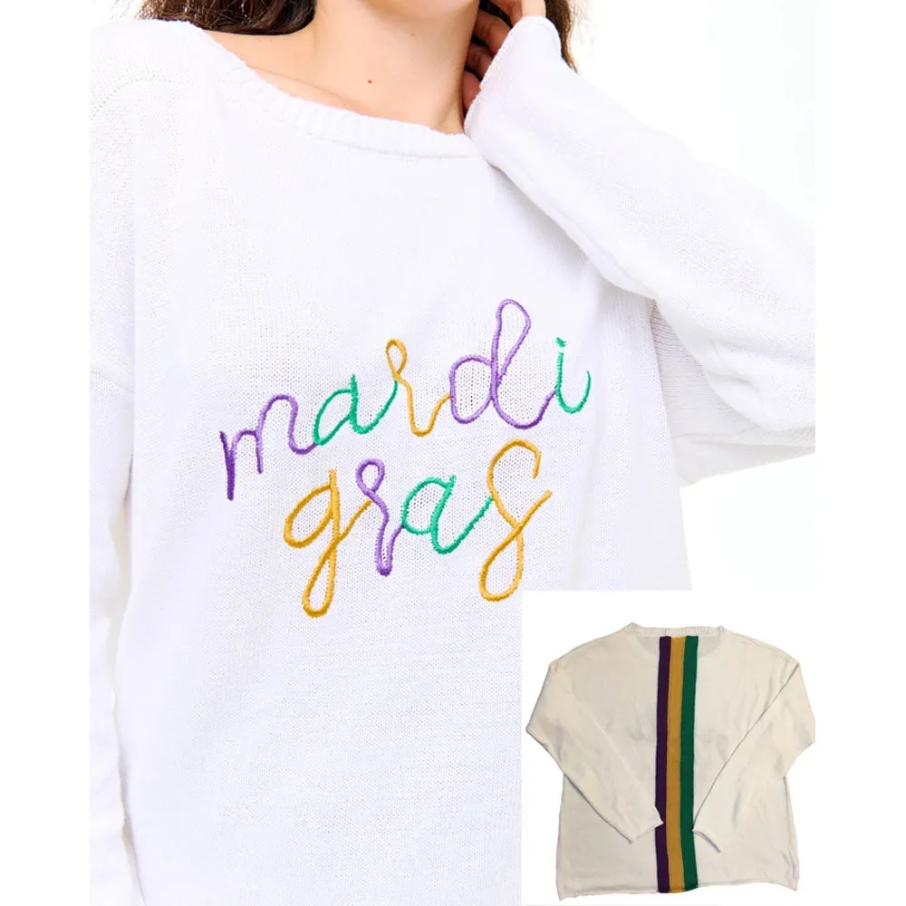 Mardi Gras Scoop Neck Sweater