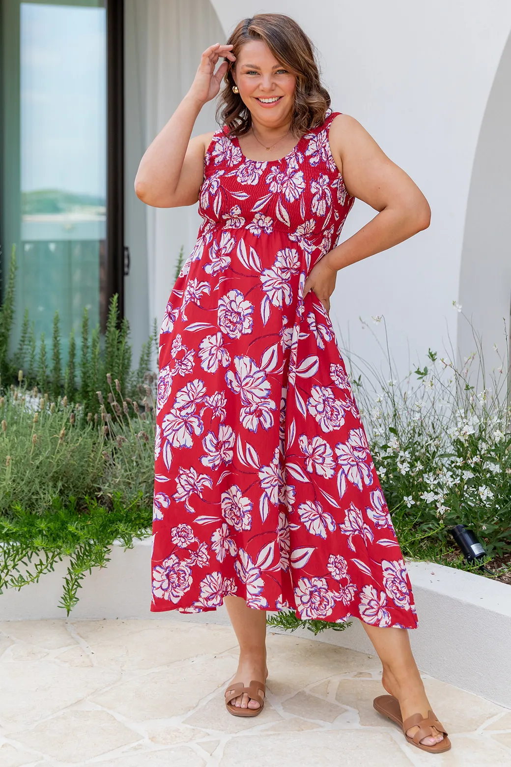 Margaret Maxi Dress Bloom Print Red