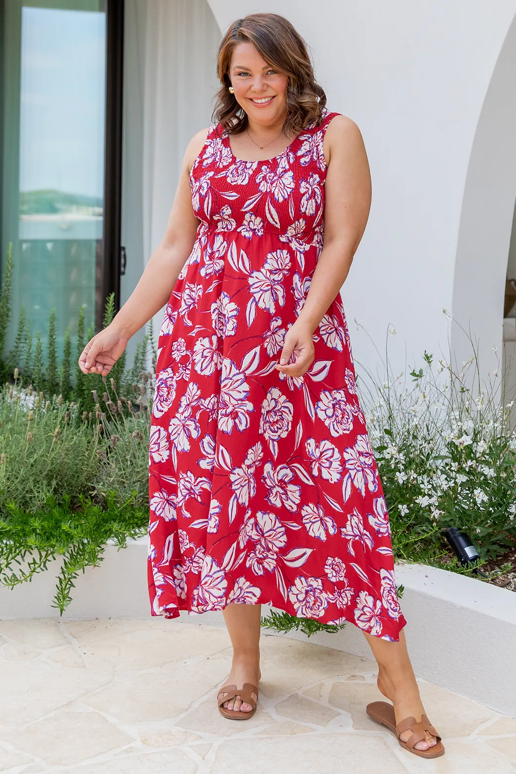 Margaret Maxi Dress Bloom Print Red