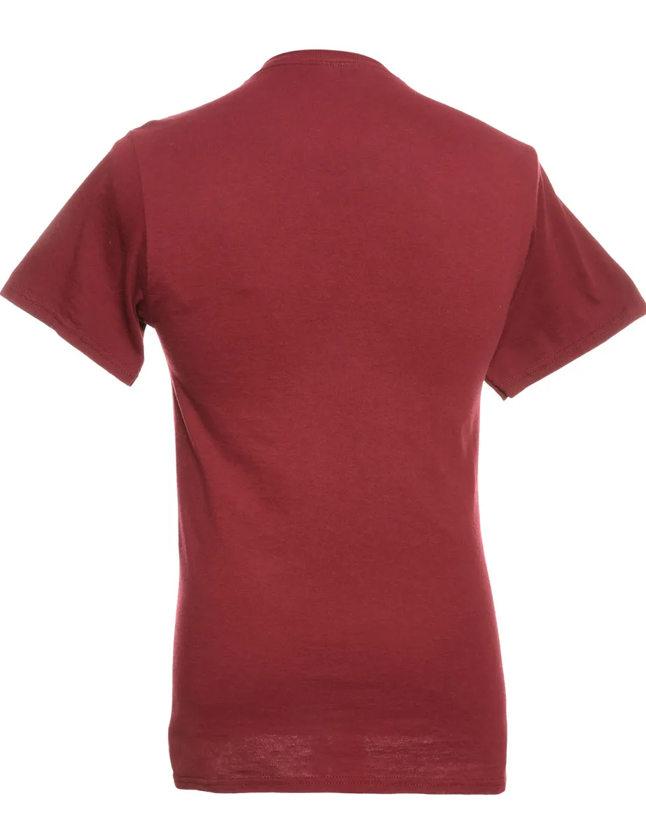 Maroon Jerzees Printed T-shirt - S