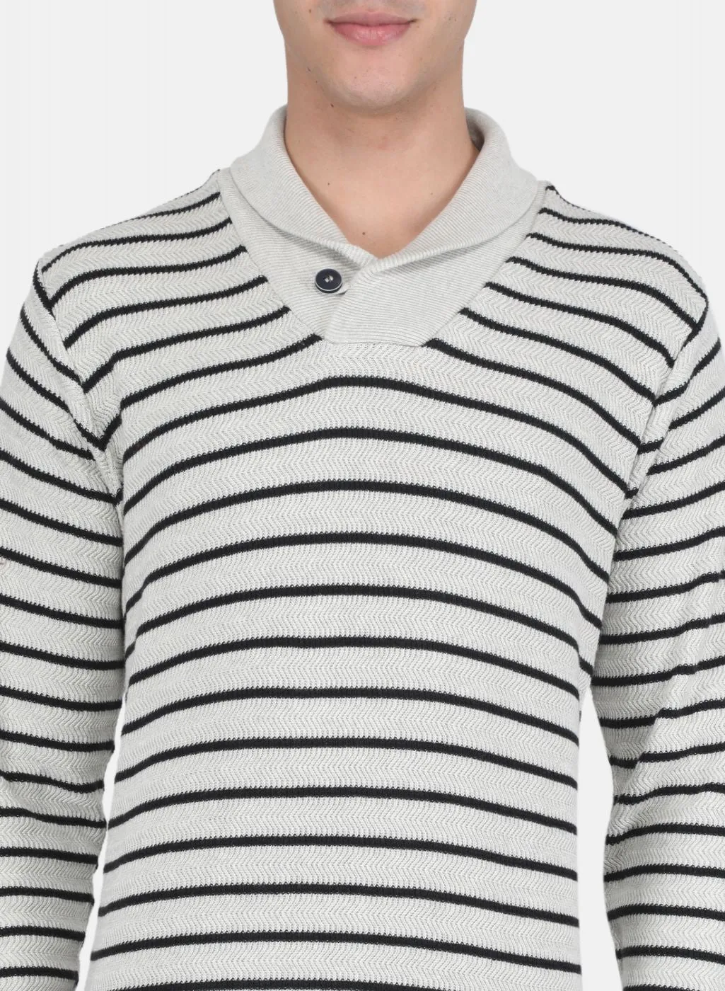 Men Off White Stripe Pullover