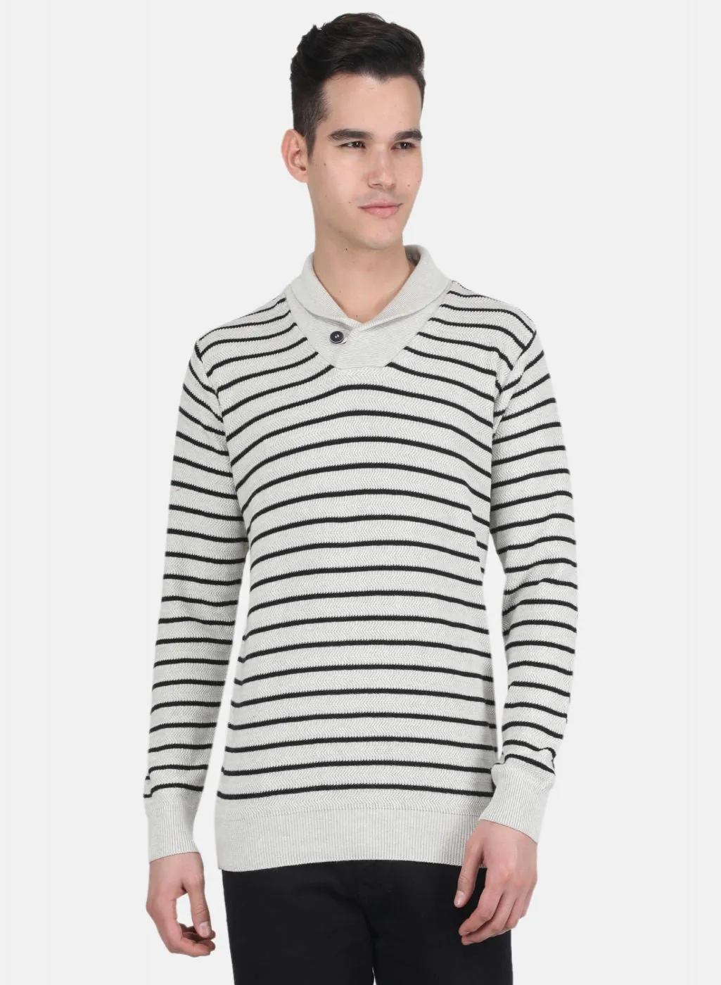 Men Off White Stripe Pullover