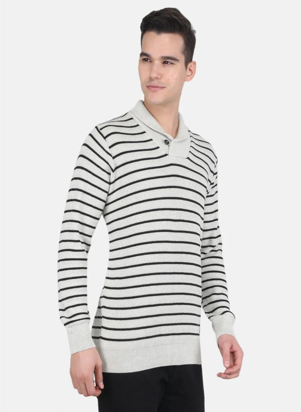 Men Off White Stripe Pullover