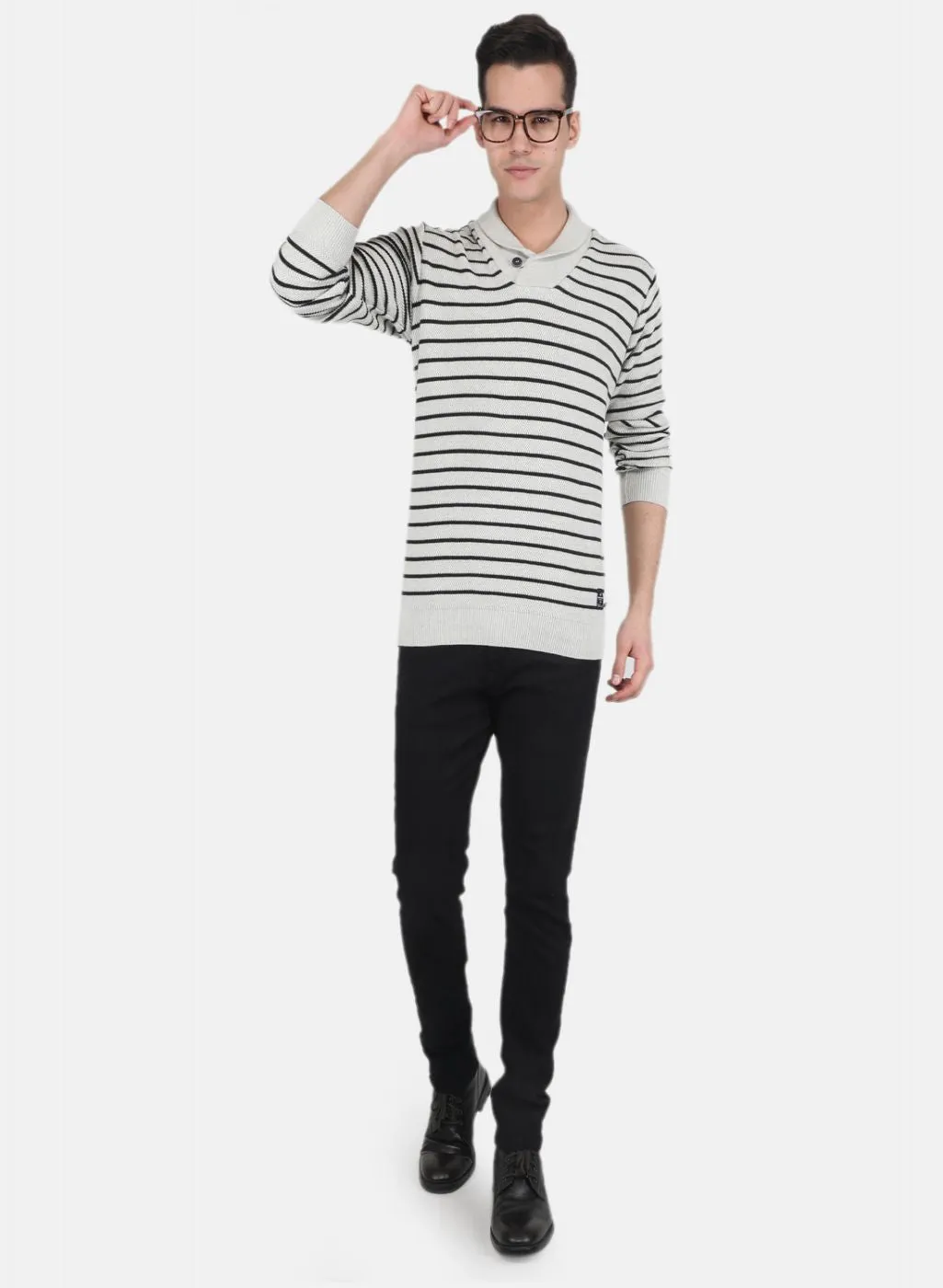 Men Off White Stripe Pullover