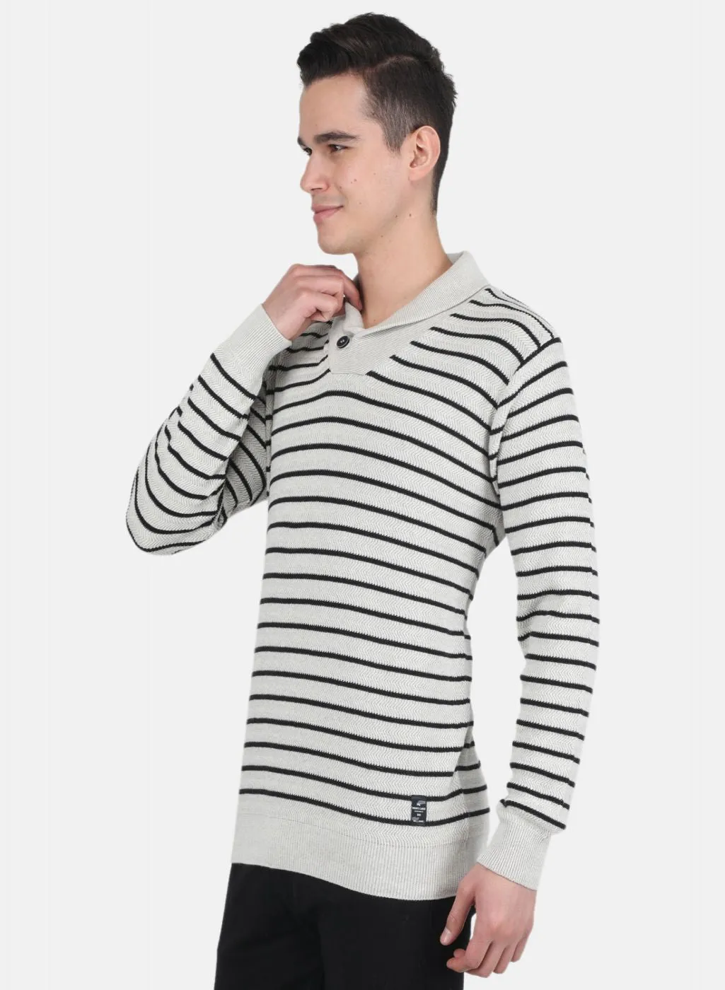 Men Off White Stripe Pullover