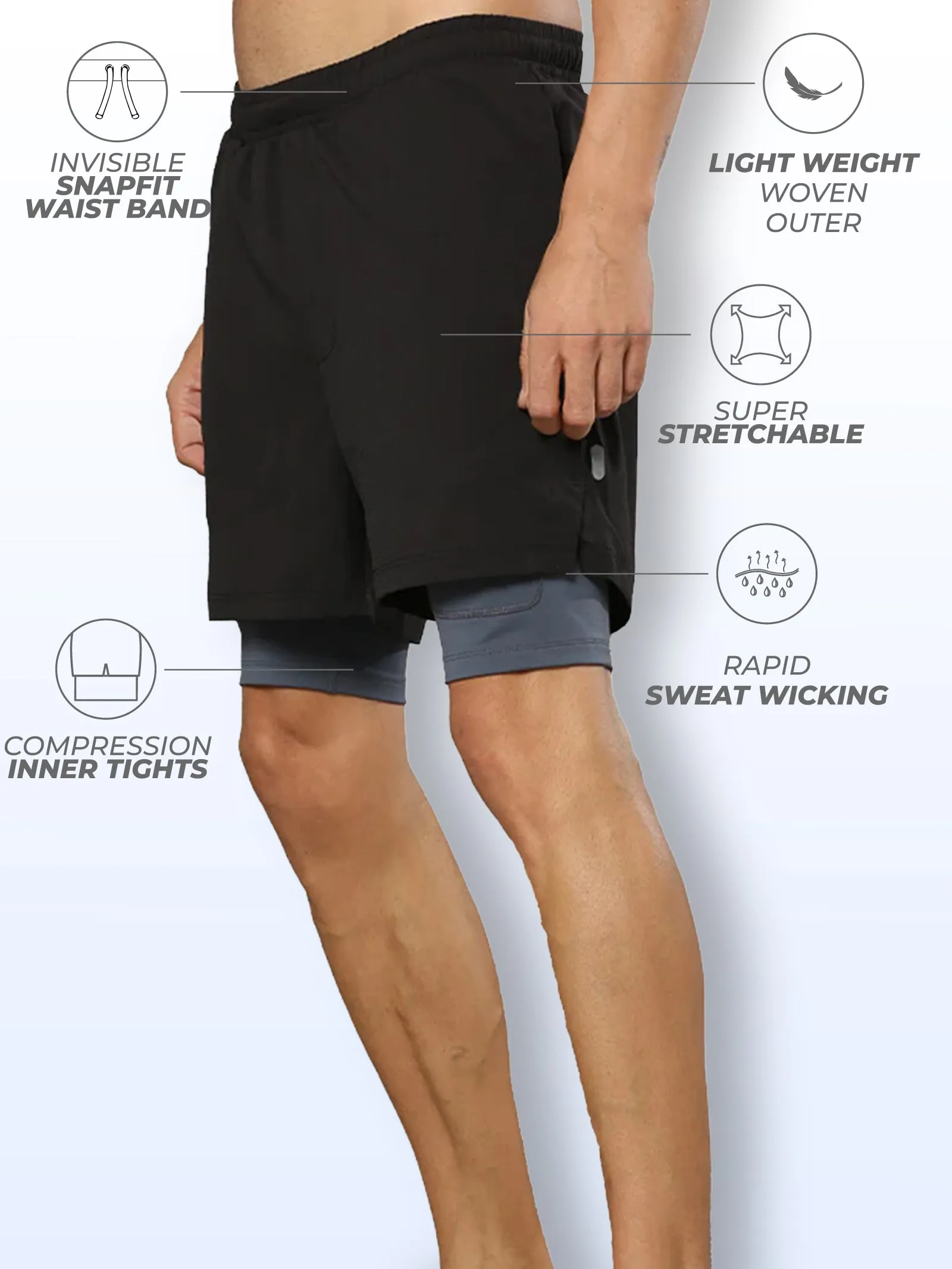 Men's Performance Workout Shorts with Inner Tights