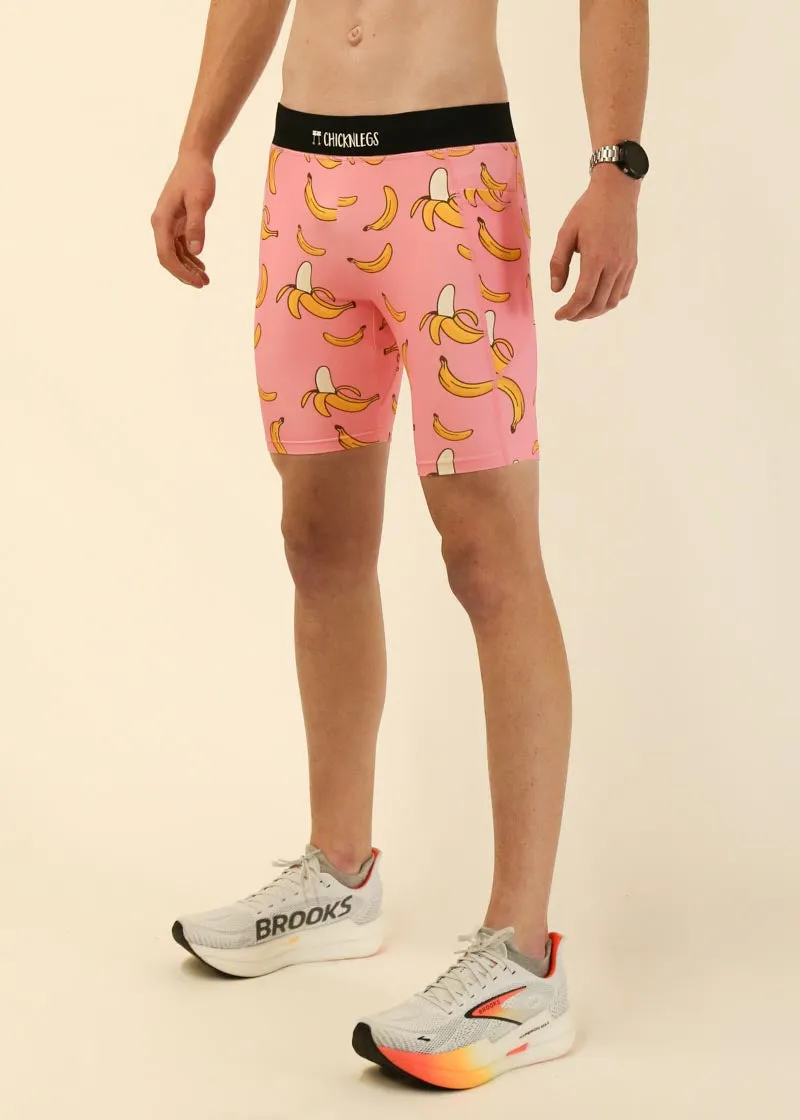 Men's Pink Bananas 8" Half Tights