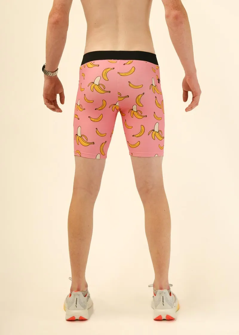 Men's Pink Bananas 8" Half Tights