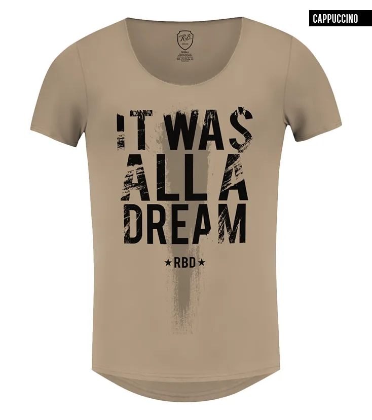 Men's Slogan T-shirt "It Was All a Dream" Khaki Gray Beige Tees / Color Option / MD804