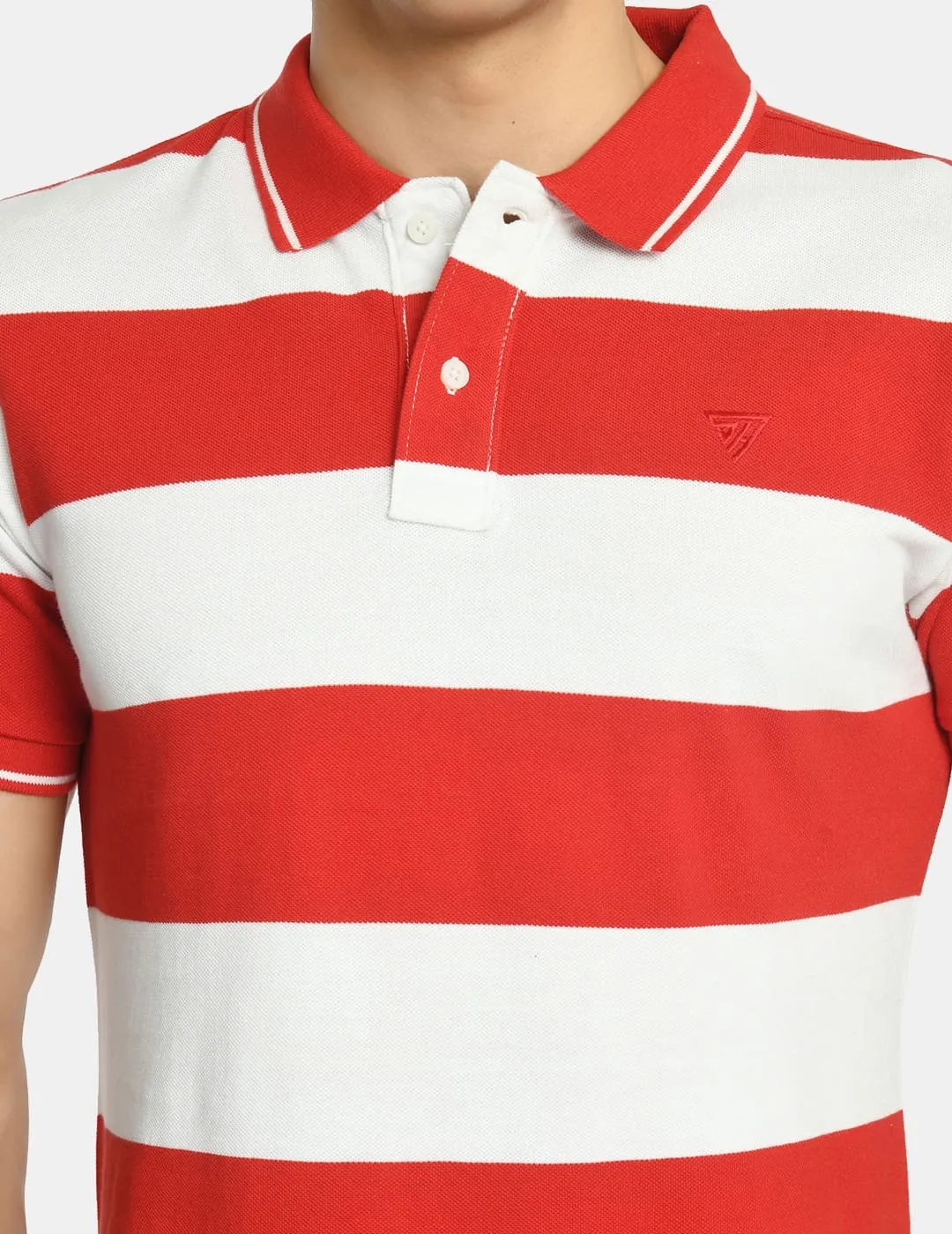 Men's Striped Red White Polo T-Shirt