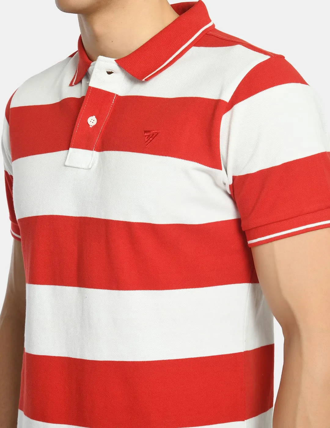 Men's Striped Red White Polo T-Shirt